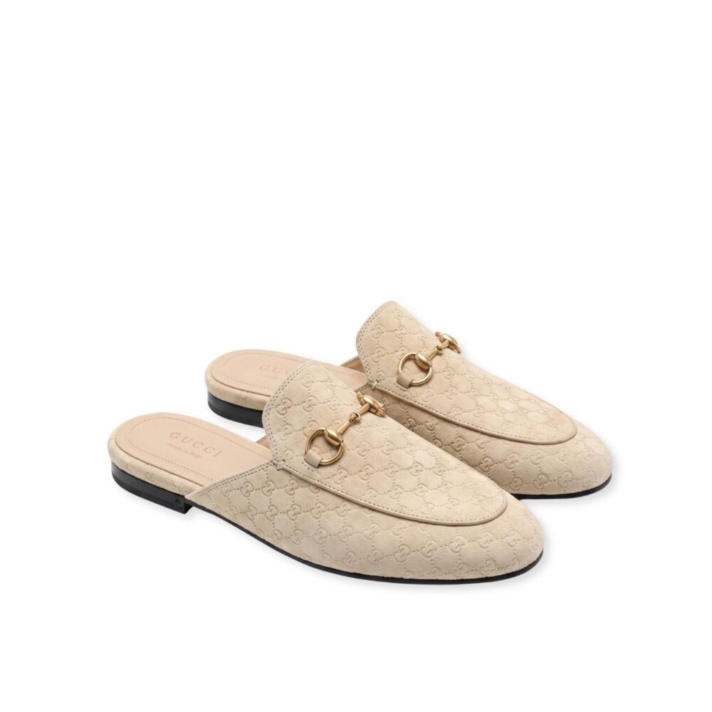 Gucci Princetown GG Velvet Mule Light Beige