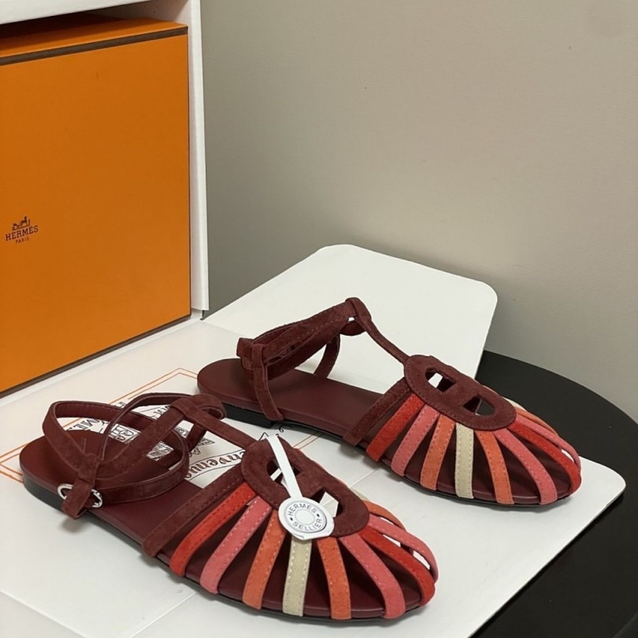 Hermes Nour Sandal Multicolore Rouge H H262095Z L1360 - Image 5