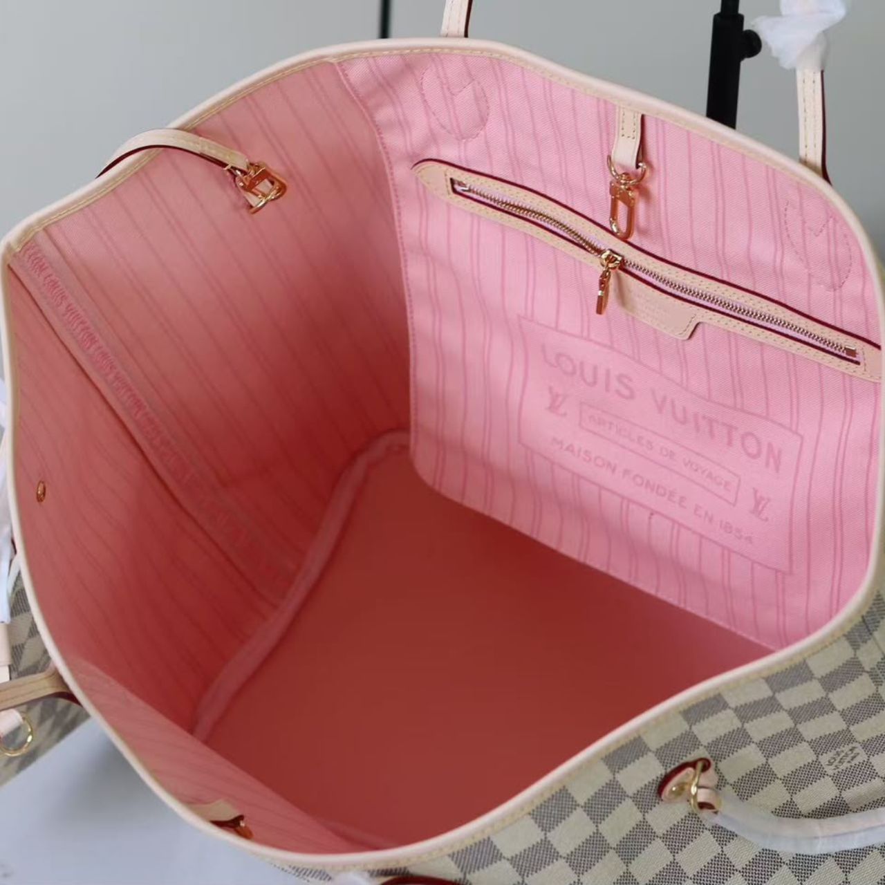Prestige Edition - Louis Vuitton Neverfull MM Damier Azur Rose Ballerine 39Cm N41605 - Image 8