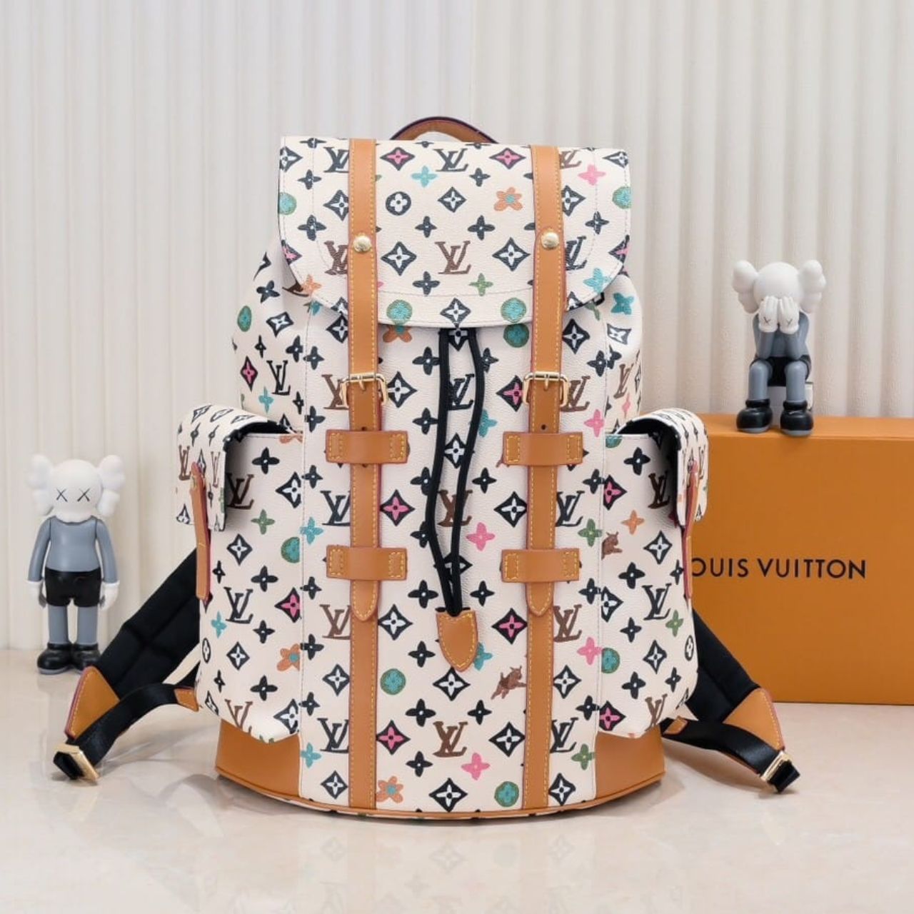 Louis Vuitton Christopher Backpack Monogram Multicolor White 41Cm - Image 9