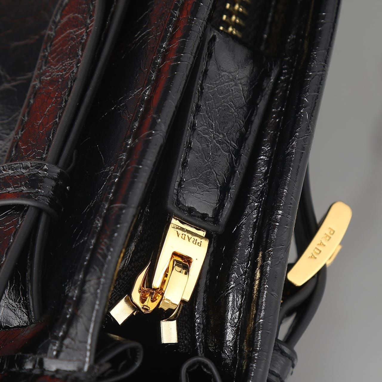 Prada Bonnie Large Leather Handbag Black 38cm 1BA433 2CYR F0002 V MOO - Image 9