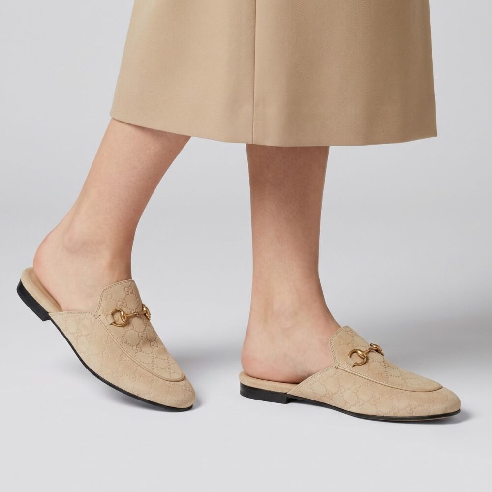 Alternative view of Gucci Princetown GG Velvet Mule Light Beige