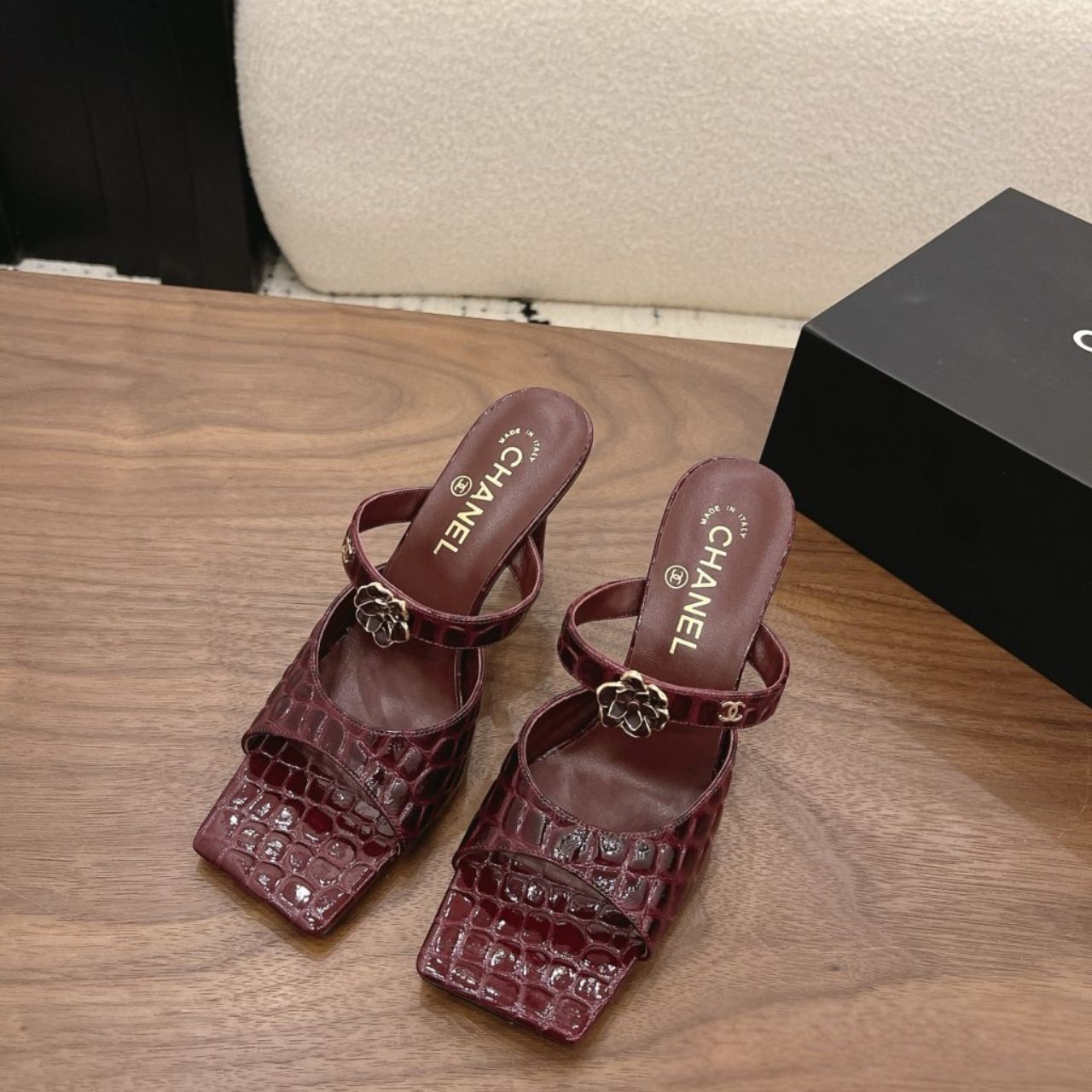 Chanel Crocodile Embossed Patent Calfskin Metal Red - Image 6