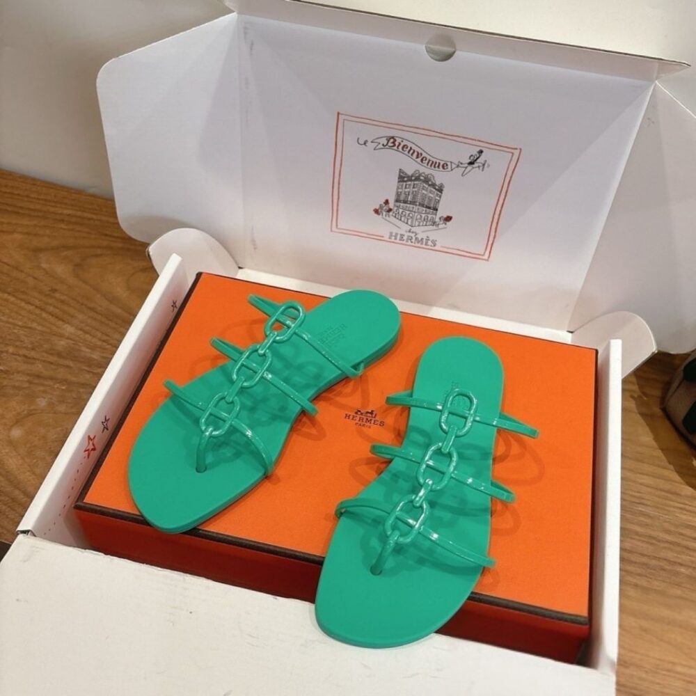 Alternative view of Hermes Mykonos Sandal Vert Tourmaline H261179Z