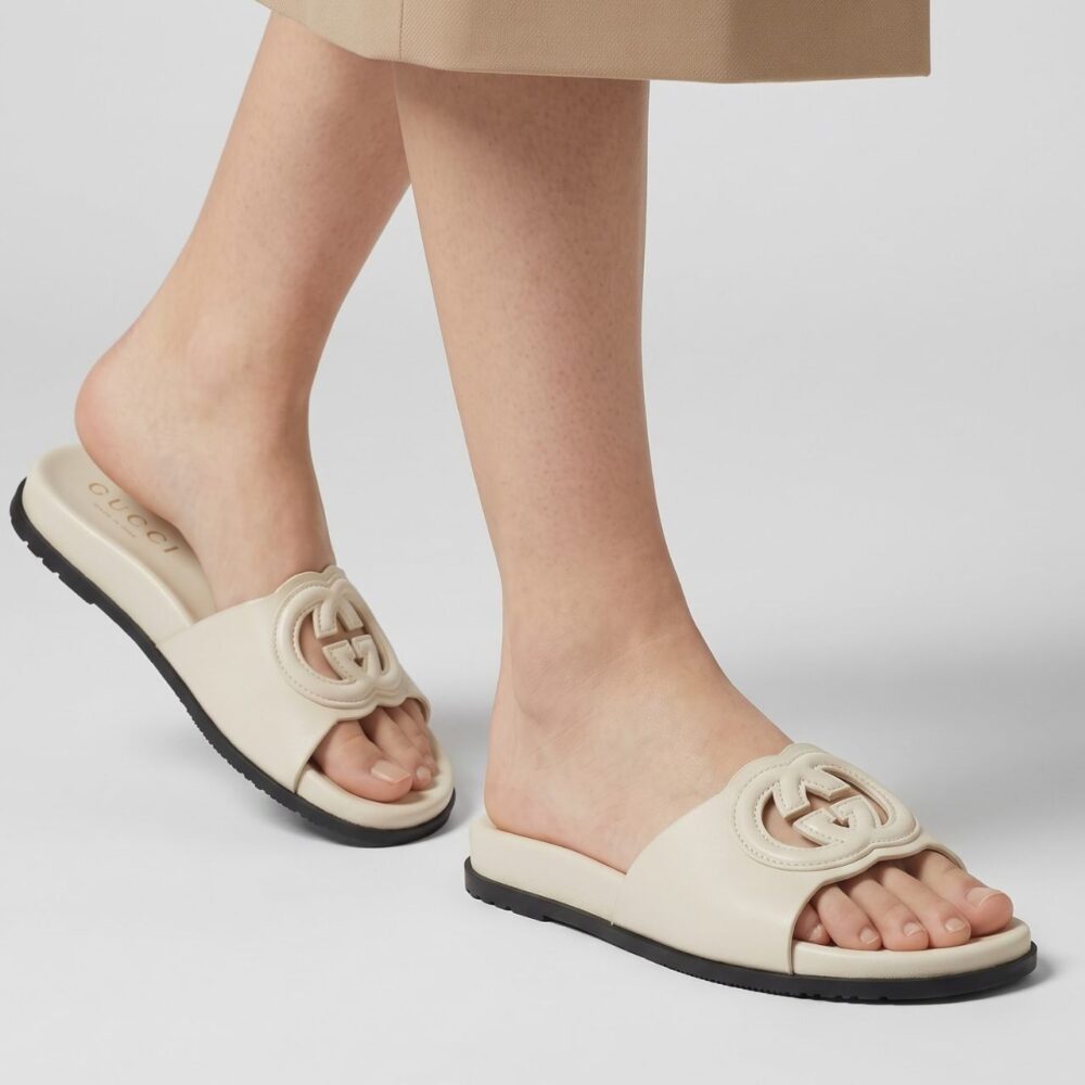 Alternative view of Gucci Interlocking G Cut Out Slide Sandal White