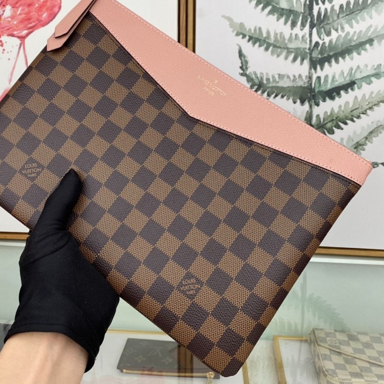 Louis Vuitton Daily Pouch Damier Ebene Rose Ballerine 29cm - Image 5