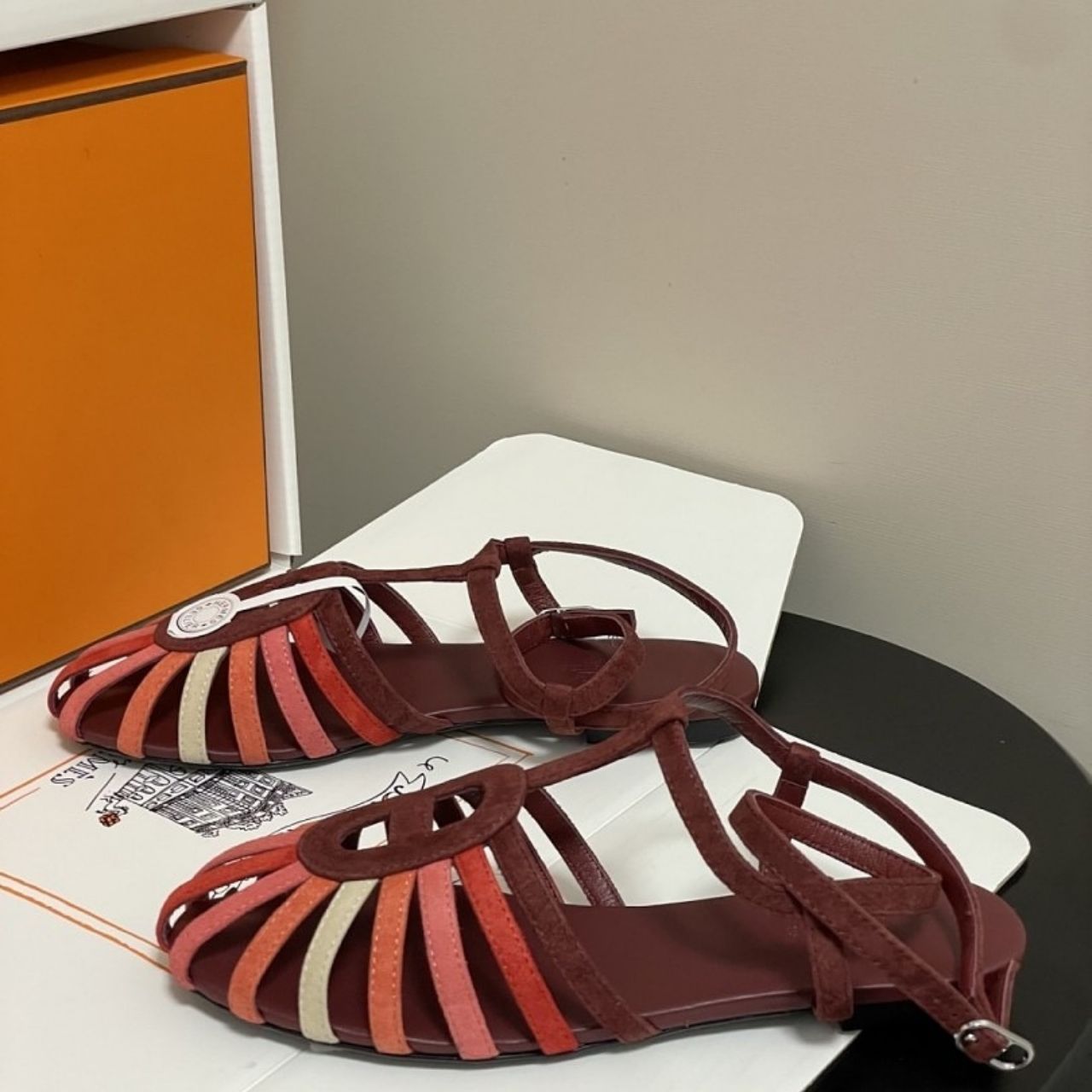 Hermes Nour Sandal Multicolore Rouge H H262095Z L1360 - Image 7