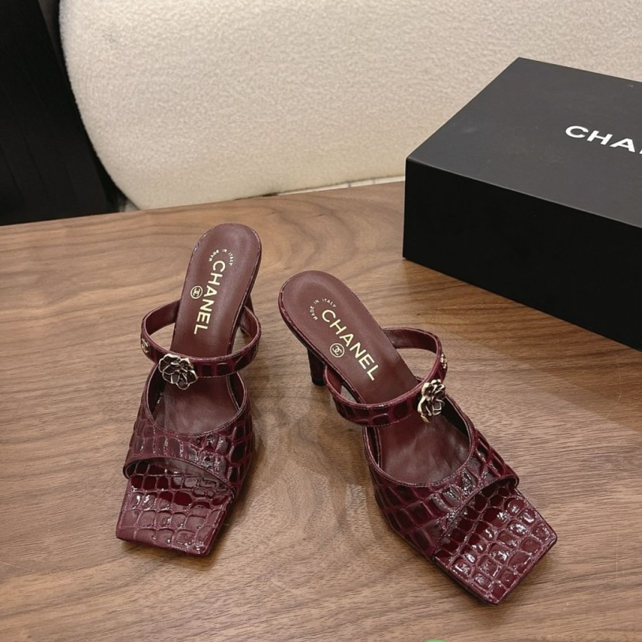 Chanel Crocodile Embossed Patent Calfskin Metal Red - Image 7