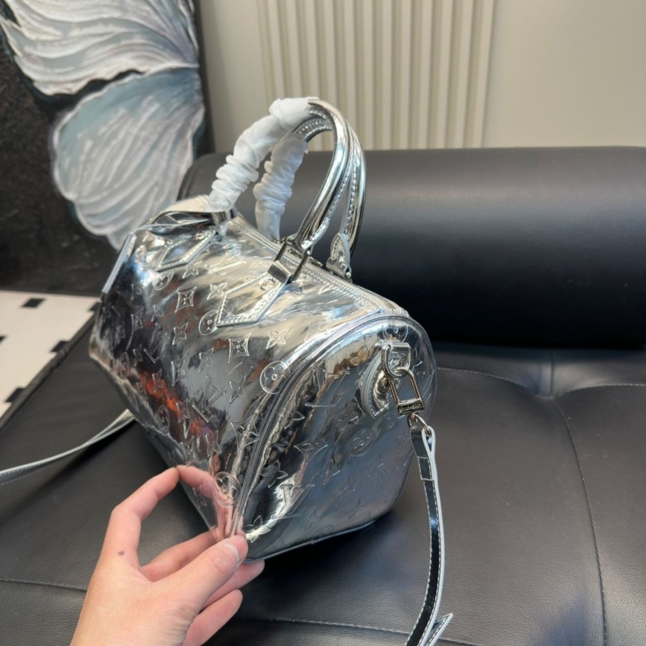 Louis Vuitton Speedy Bandouliere Silver Monogram Miroir 26cm M11987 - Image 3