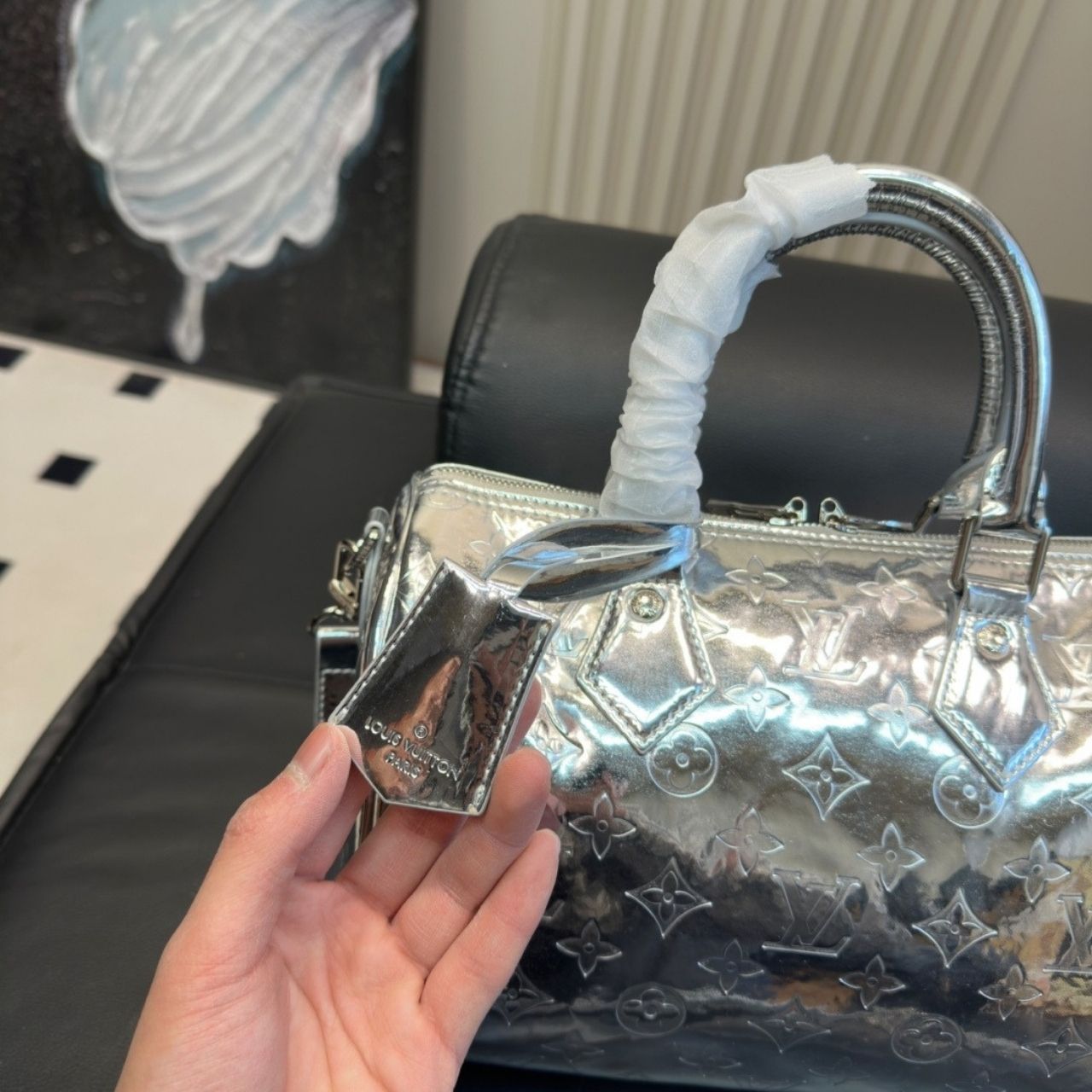 Louis Vuitton Speedy Bandouliere Silver Monogram Miroir 26cm M11987 - Image 4