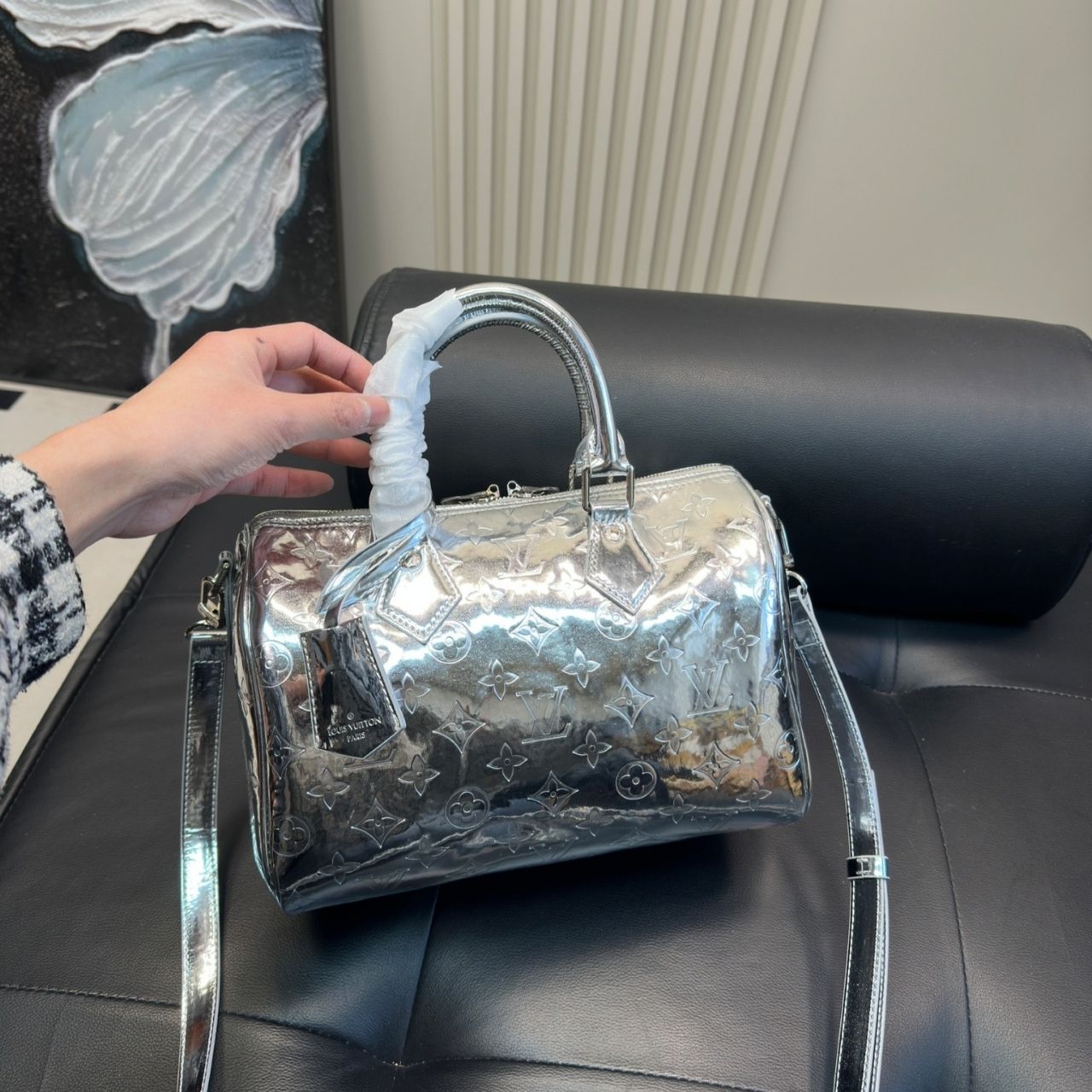 Louis Vuitton Speedy Bandouliere Silver Monogram Miroir 26cm M11987 - Image 7