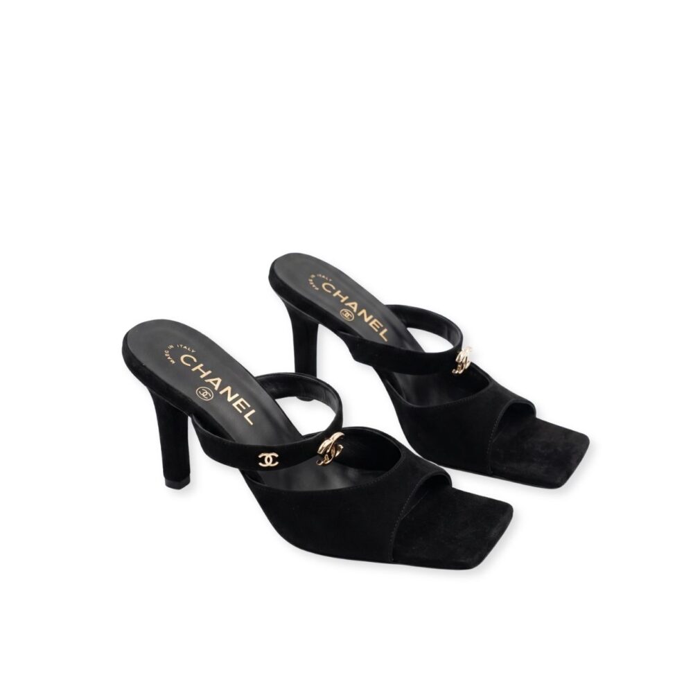Chanel Suede Mules Black