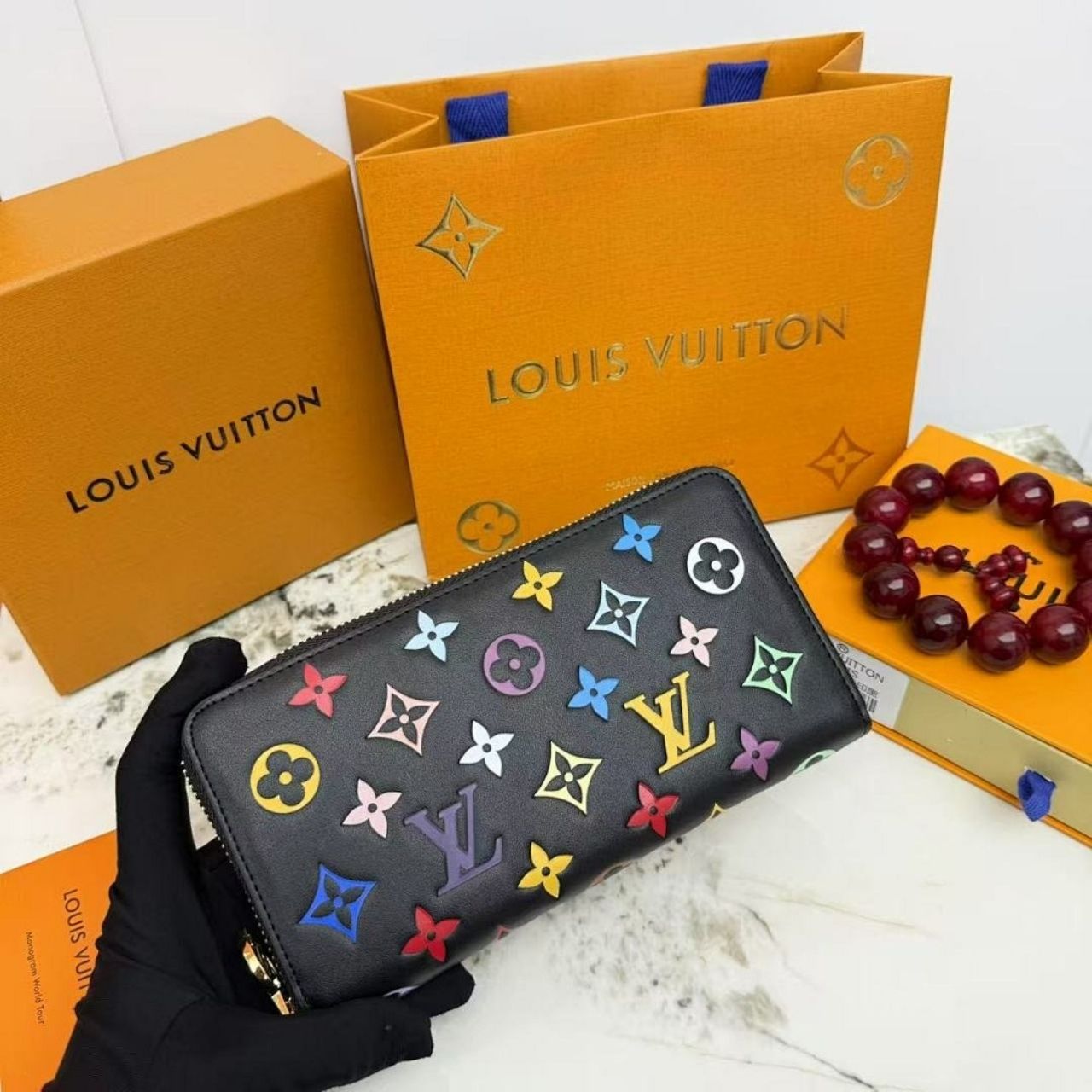 Louis Vuitton Zippy Wallet Monogram Multicolor Black 19.5Cm M14095 - Image 8