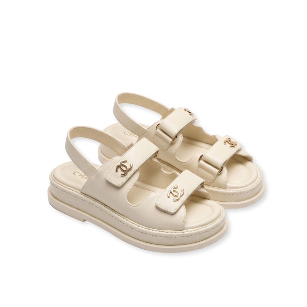 Chanel Double CC Sport Sandals White