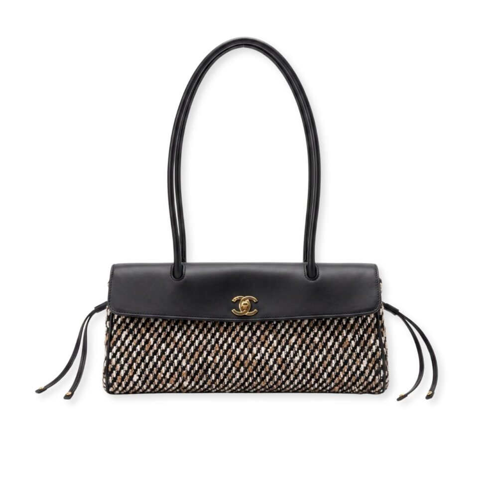 Chanel Shopping Flap Tweed Tote Black Multicolor 31Cm