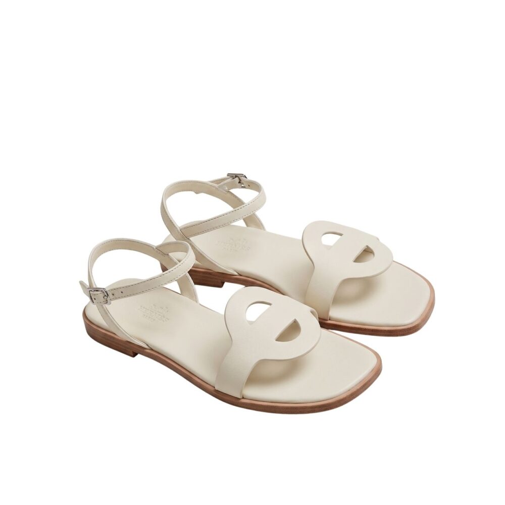 Hermes Julie Sandal Blanc H242061Z 02360