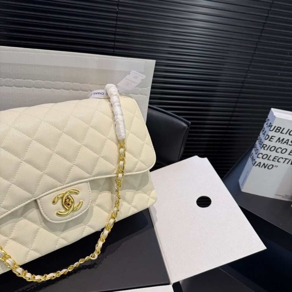 Alternative view of Chanel Maxi Classic Double Flap White Gold Hardware 30cm A01112 Y04059 U2366