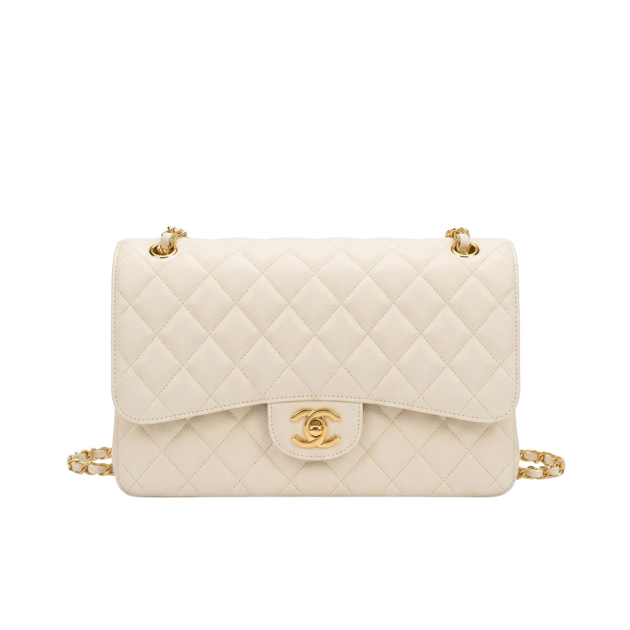 Chanel Maxi Classic Double Flap White Gold Hardware 30cm A01112 Y04059 U2366