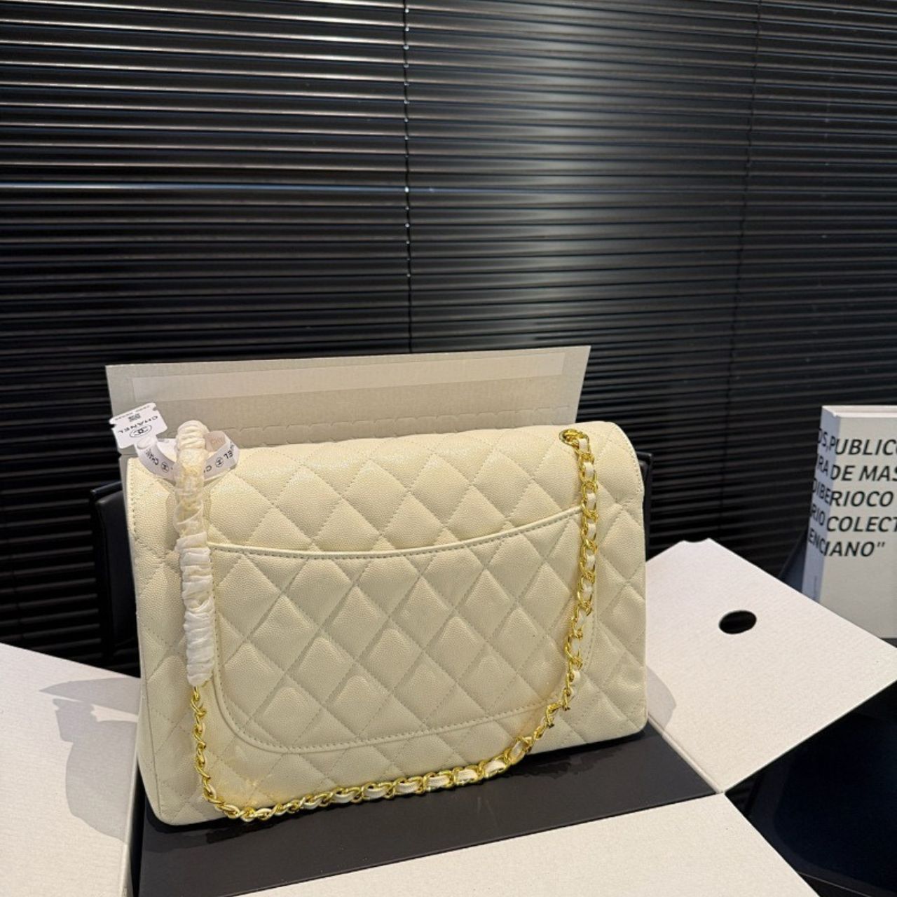 Chanel Maxi Classic Double Flap White Gold Hardware 30cm A01112 Y04059 U2366 - Image 10