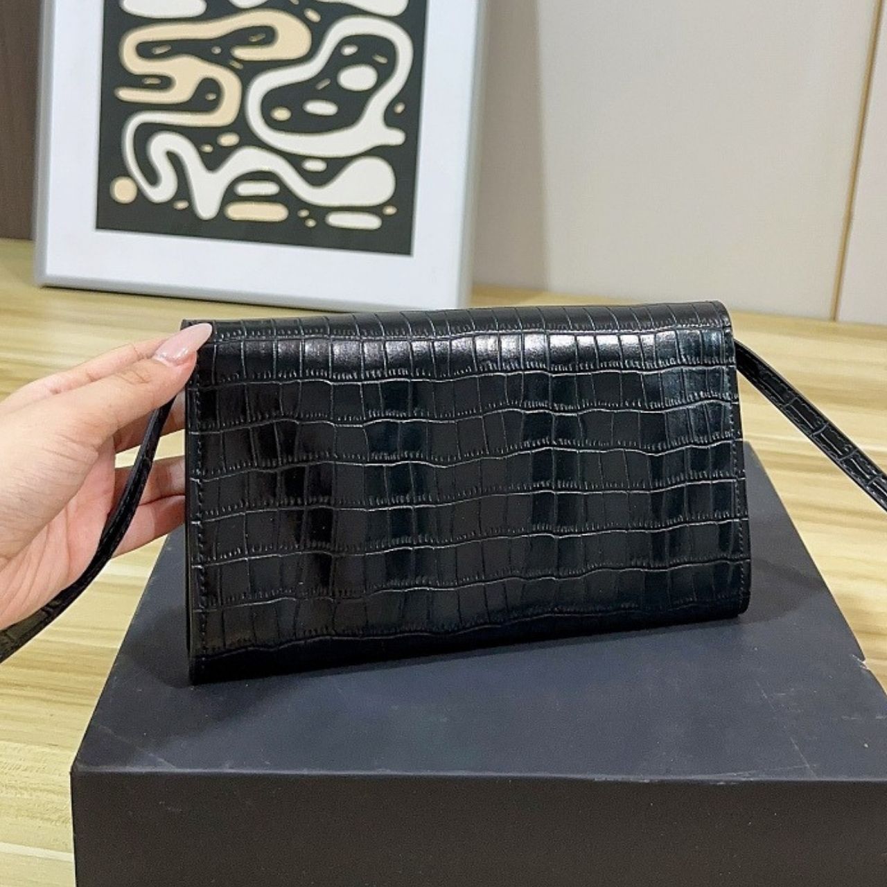 Chanel Clutch With Leather Strap Black 13cm AP5232 B24013 94305 - Image 3