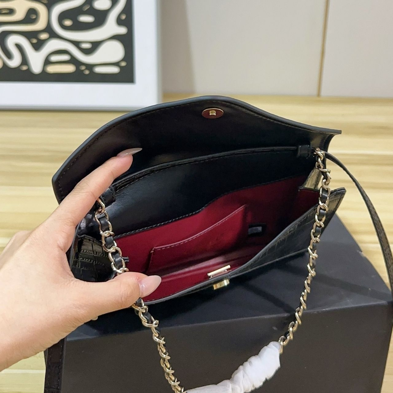 Chanel Clutch With Leather Strap Black 13cm AP5232 B24013 94305 - Image 4