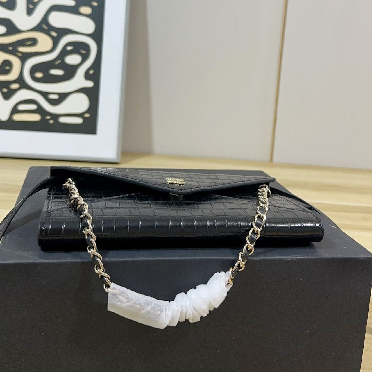 Chanel Clutch With Leather Strap Black 13cm AP5232 B24013 94305 - Image 6