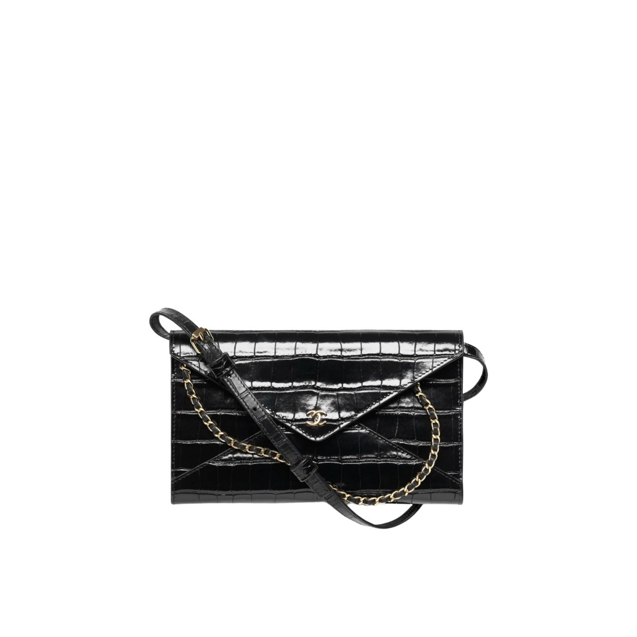 Chanel Clutch With Leather Strap Black 13cm AP5232 B24013 94305
