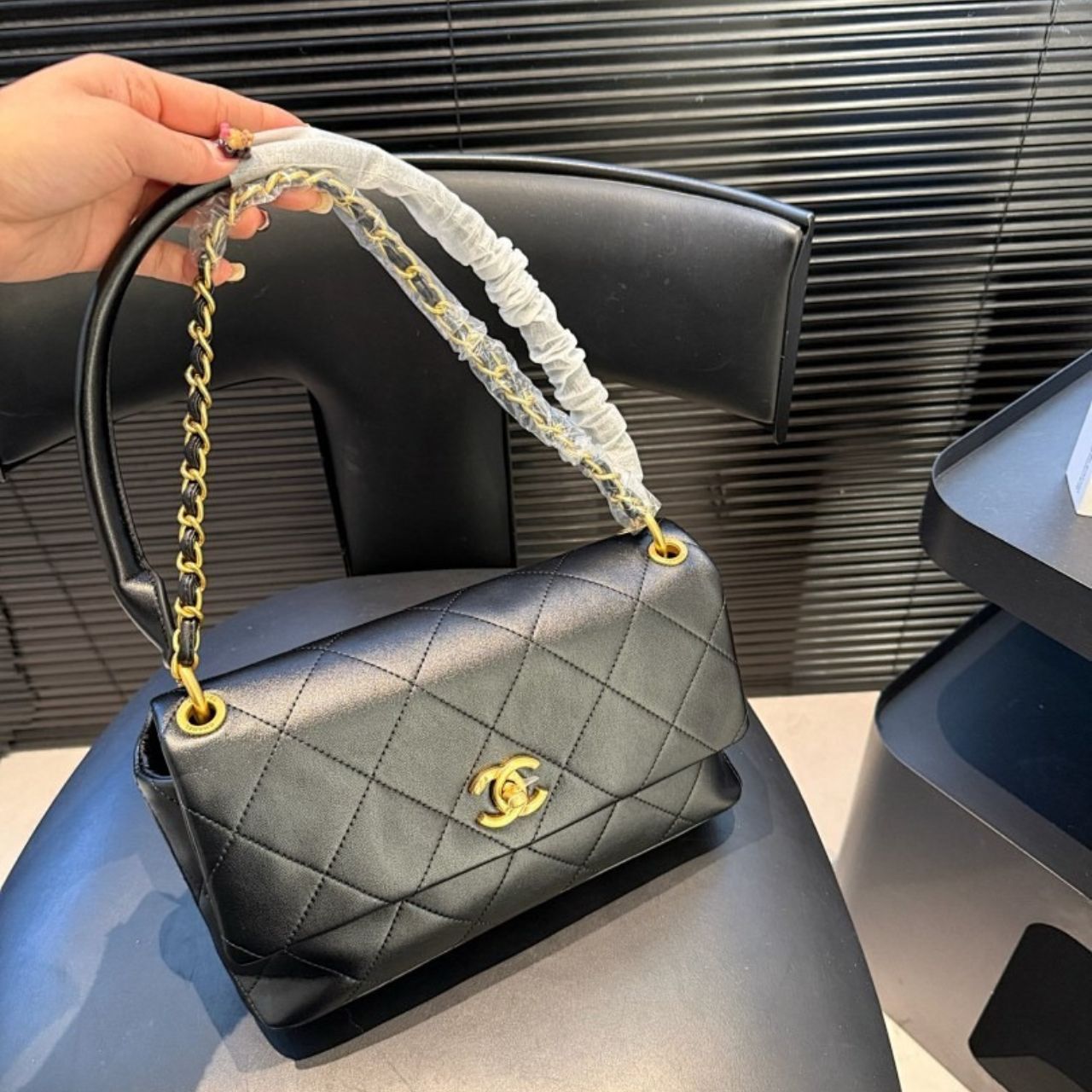 Chanel Large Flap Bag Black 25cm AS6116 B23346 U6546 - Image 2