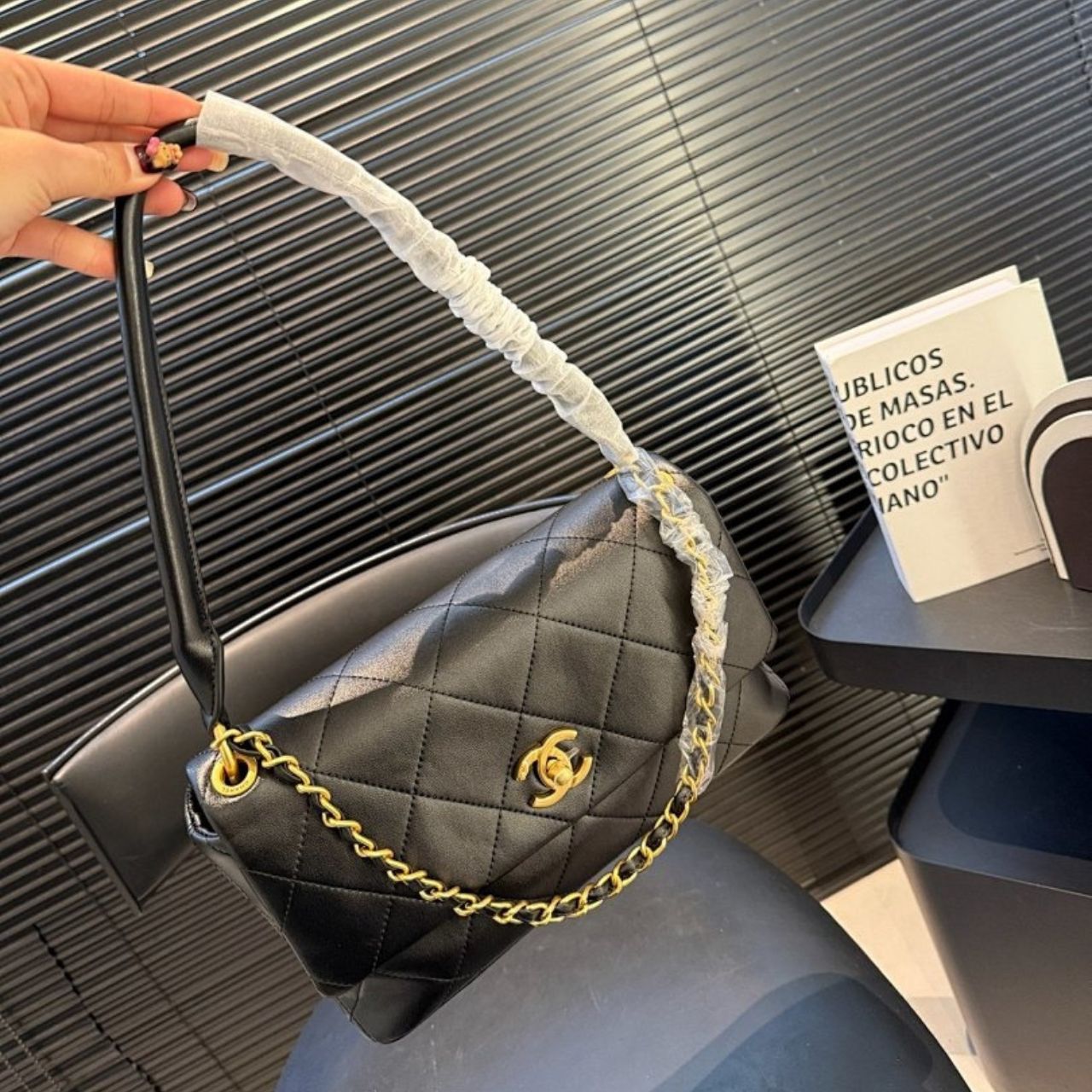 Chanel Large Flap Bag Black 25cm AS6116 B23346 U6546 - Image 6