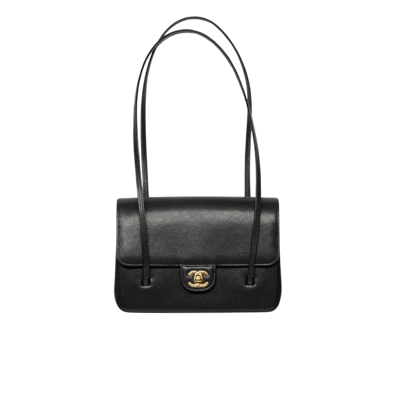 Chanel Small Flap Bag Grained Shiny Calfskin Gold-Tone Metal Black 15cm AS6130 B23483 U2366