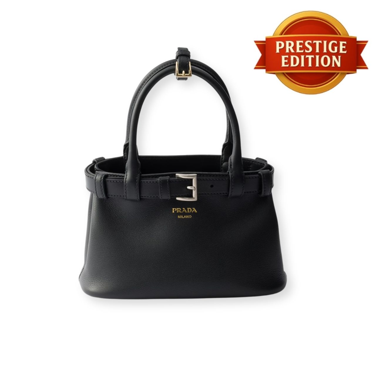 Prestige Edition - Prada Buckle Small Leather Bag With Belt Black 22cm 1BA502 2CY9 F0002 V OBO