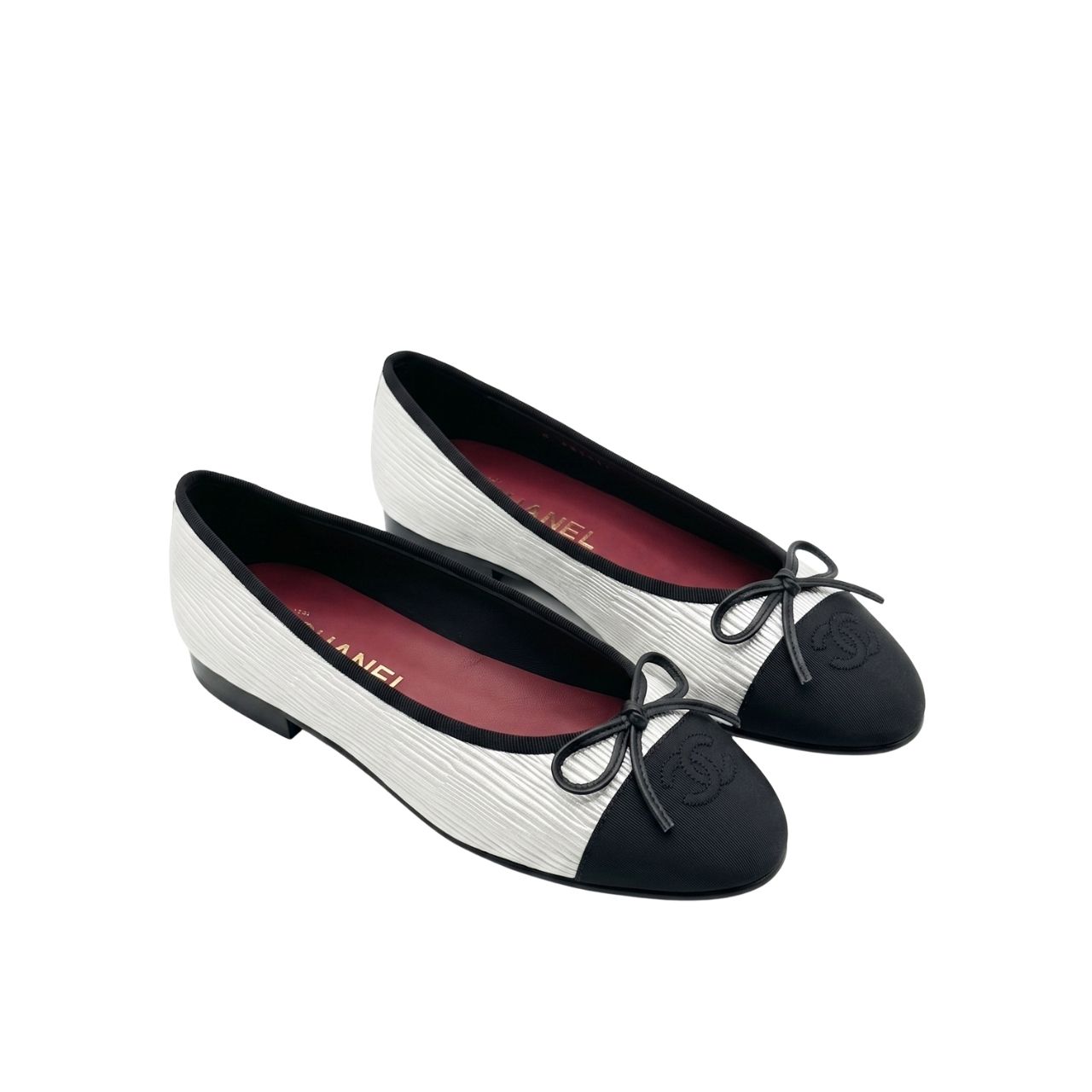 Chanel Cap Toe CC Ballerina Flats Silver