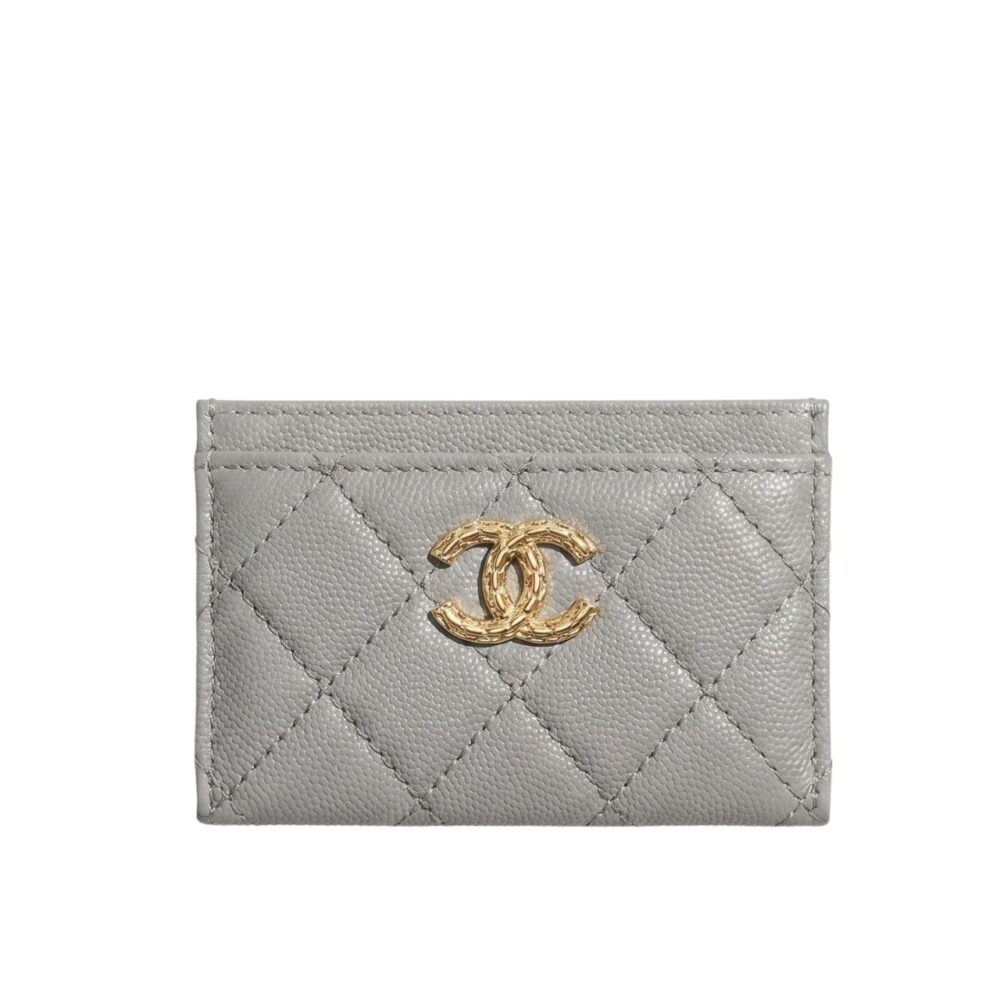 Chanel Caviar Quilted CC Logo Card Holder Light Blue 10cm