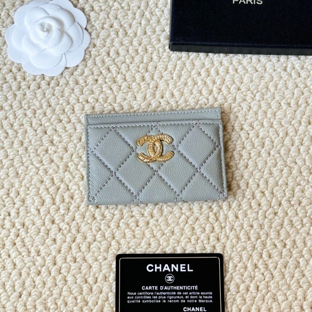 Alternative view of Chanel Caviar Quilted CC Logo Card Holder Light Blue 10cm