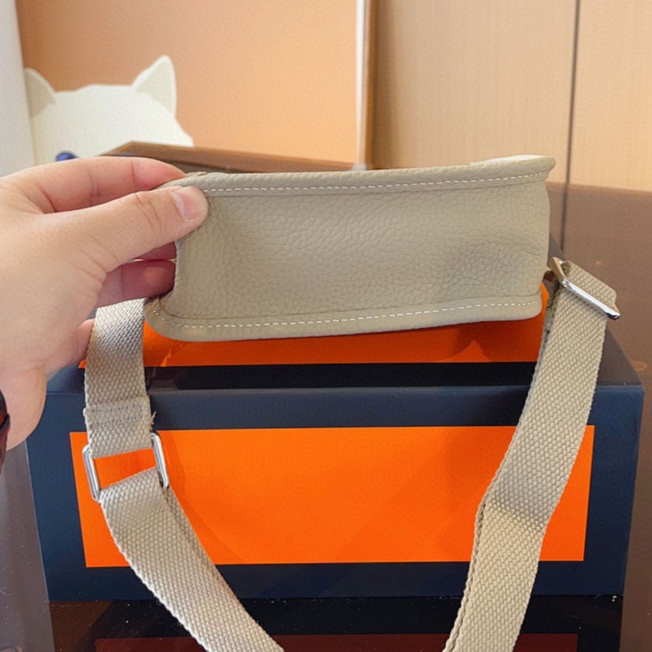 Hermes Mini Evelyne Bag Beige Marfa 21cm H085800CCAI - Image 6