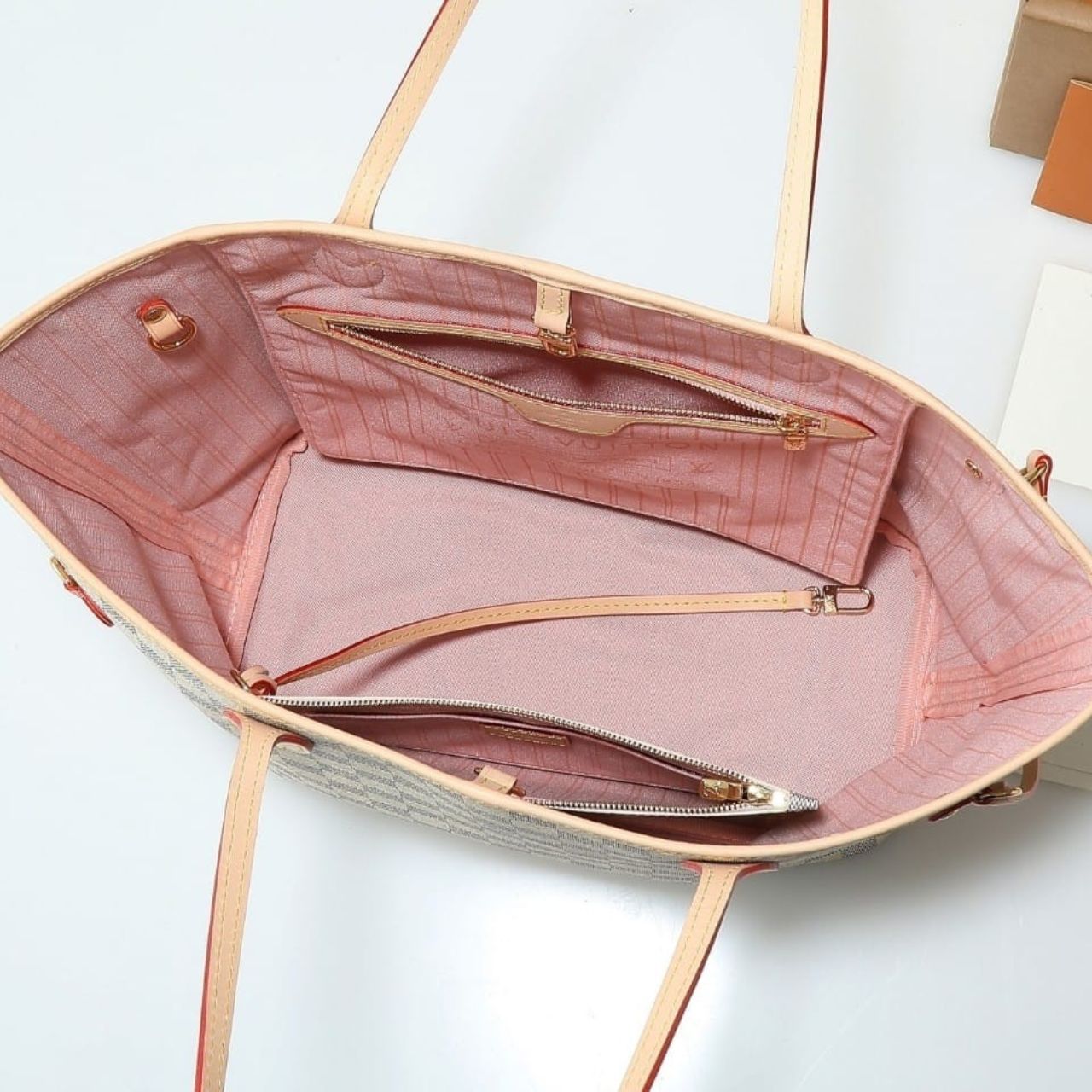Prestige Edition - Louis Vuitton Neverfull MM Damier Azur Rose Ballerine 31Cm N41605 - Image 7