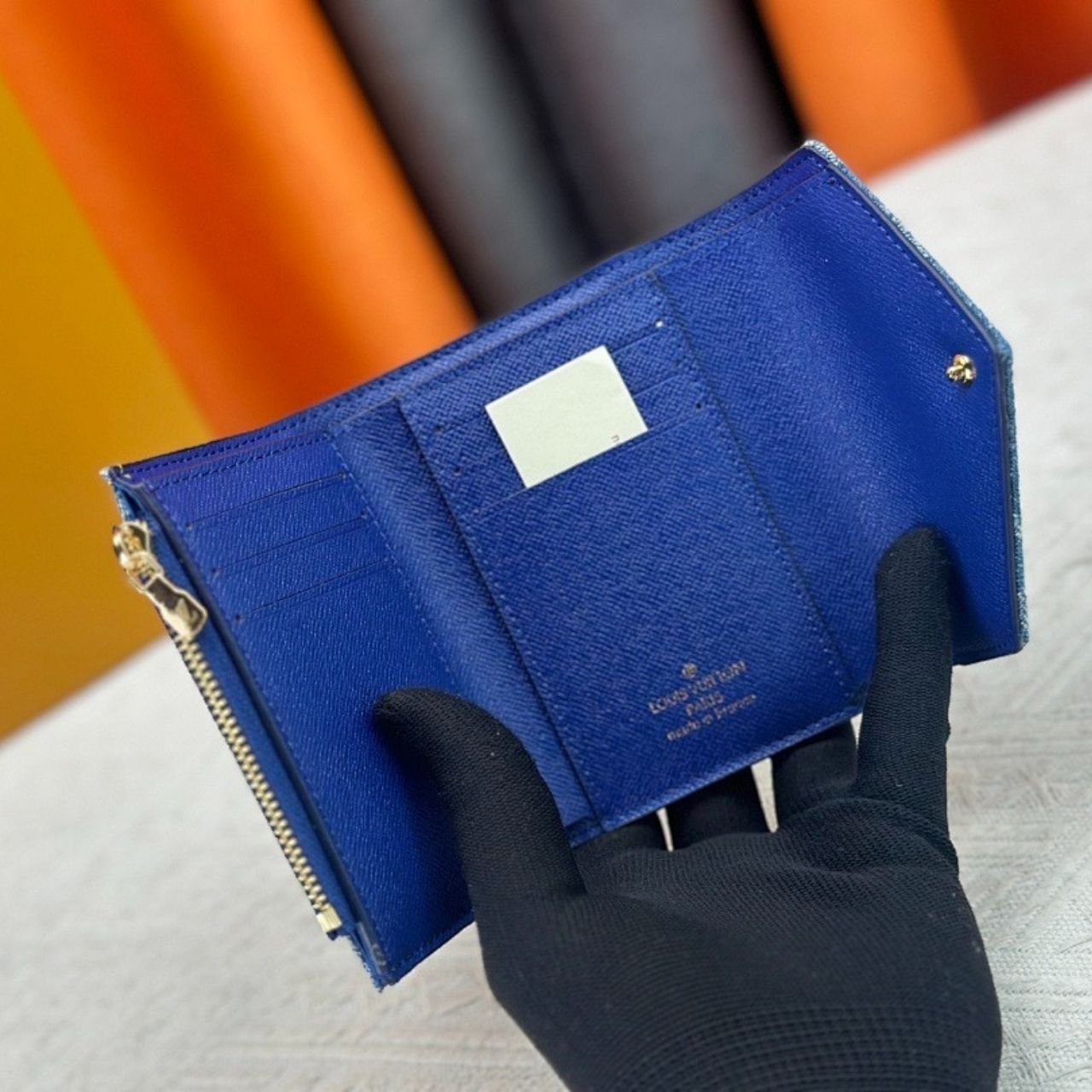 Louis Vuitton Victorine Wallet Denim Blue 12cm M13212 - Image 5
