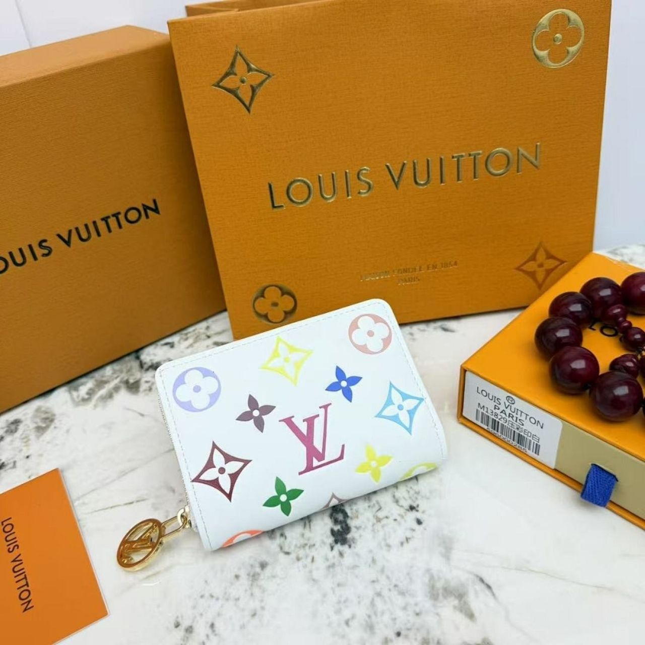 Louis Vuitton LV x TM Lou Wallet Monogram Multicolor White 11Cm M13829 - Image 8