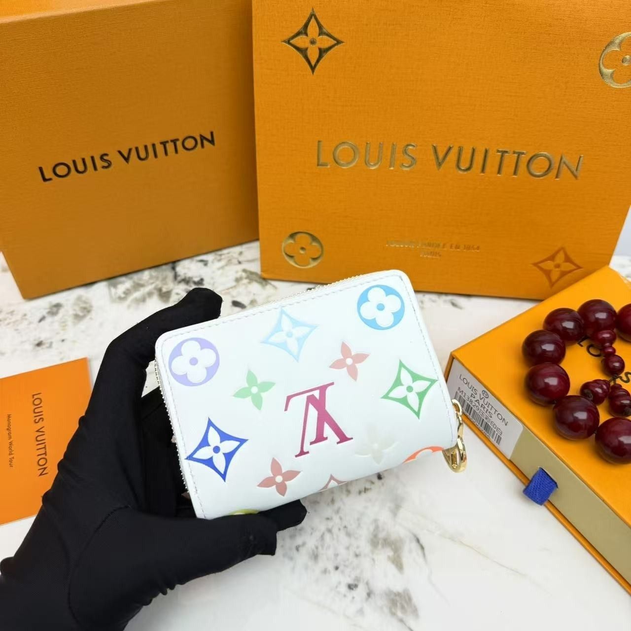 Louis Vuitton LV x TM Lou Wallet Monogram Multicolor White 11Cm M13829 - Image 7