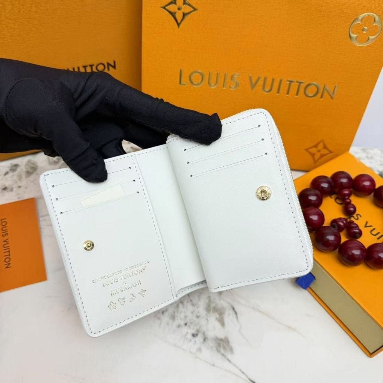 Louis Vuitton LV x TM Lou Wallet Monogram Multicolor White 11Cm M13829 - Image 4