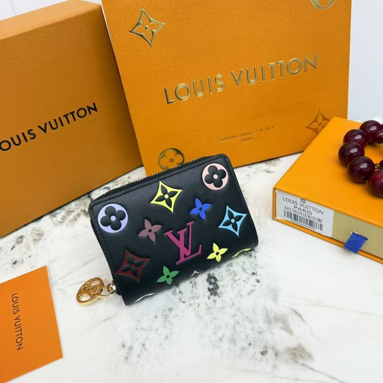 Louis Vuitton LV x TM Lou Wallet Monogram Multicolor Black 11Cm M13829 - Image 4