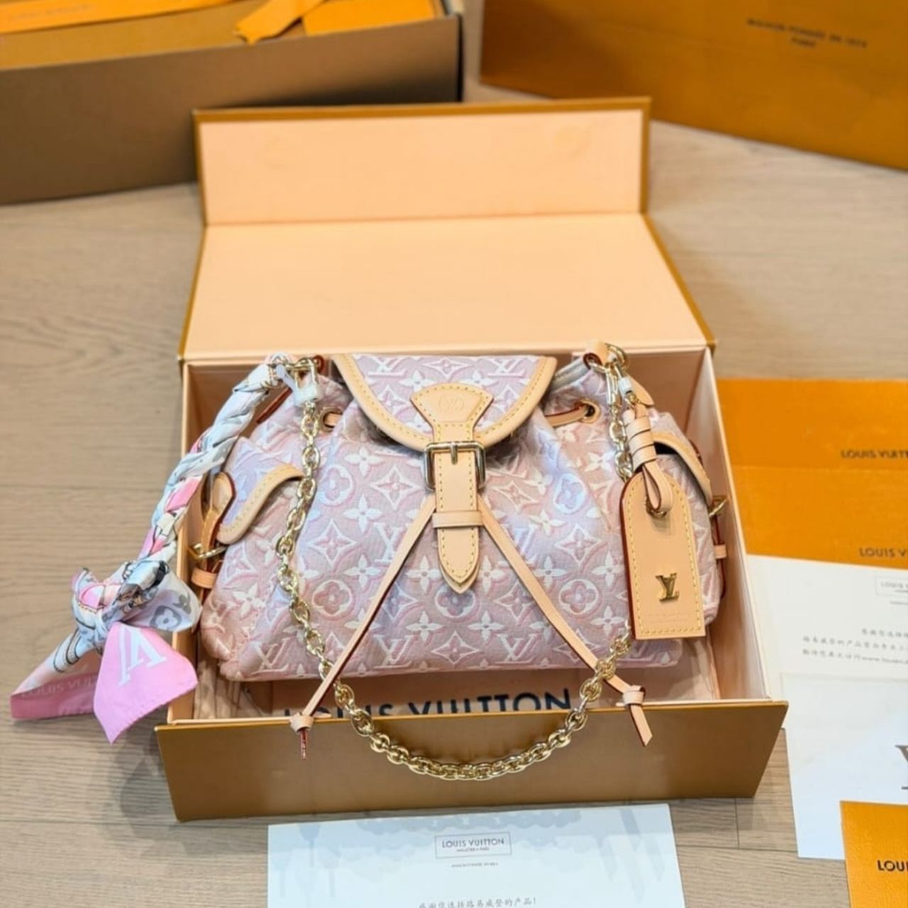 Louis Vuitton Odyssee PM Monogram Embleme Rose Ruban 27cm M29974 - Image 8