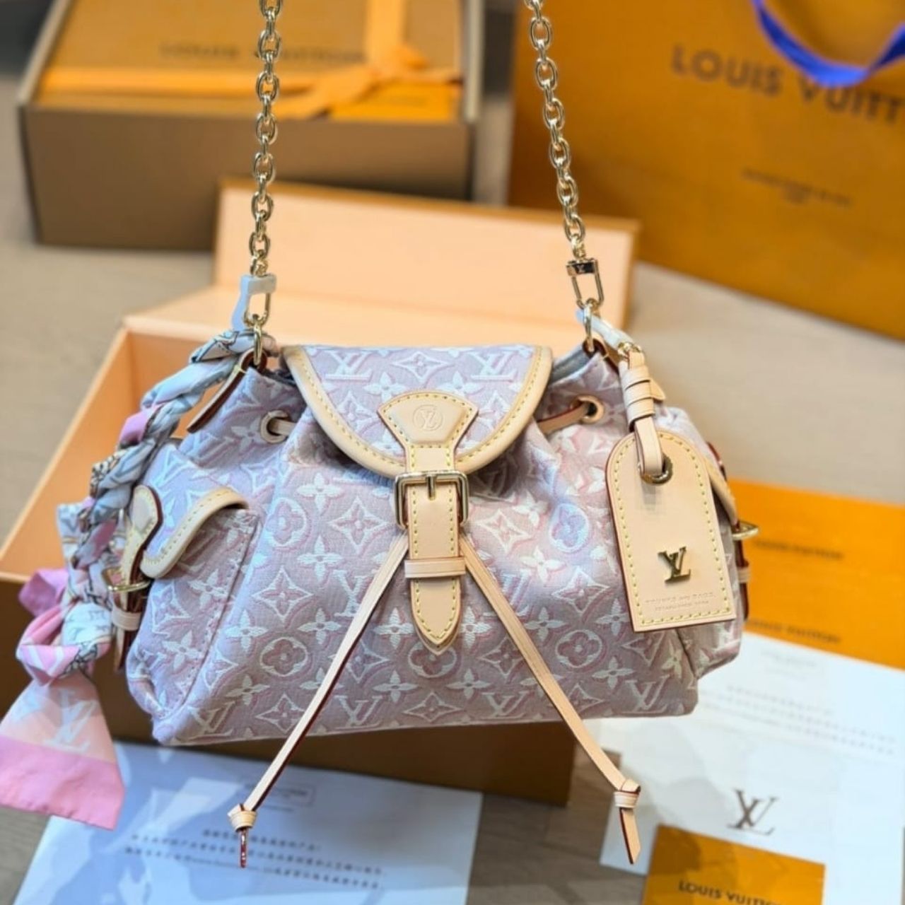 Louis Vuitton Odyssee PM Monogram Embleme Rose Ruban 27cm M29974 - Image 9