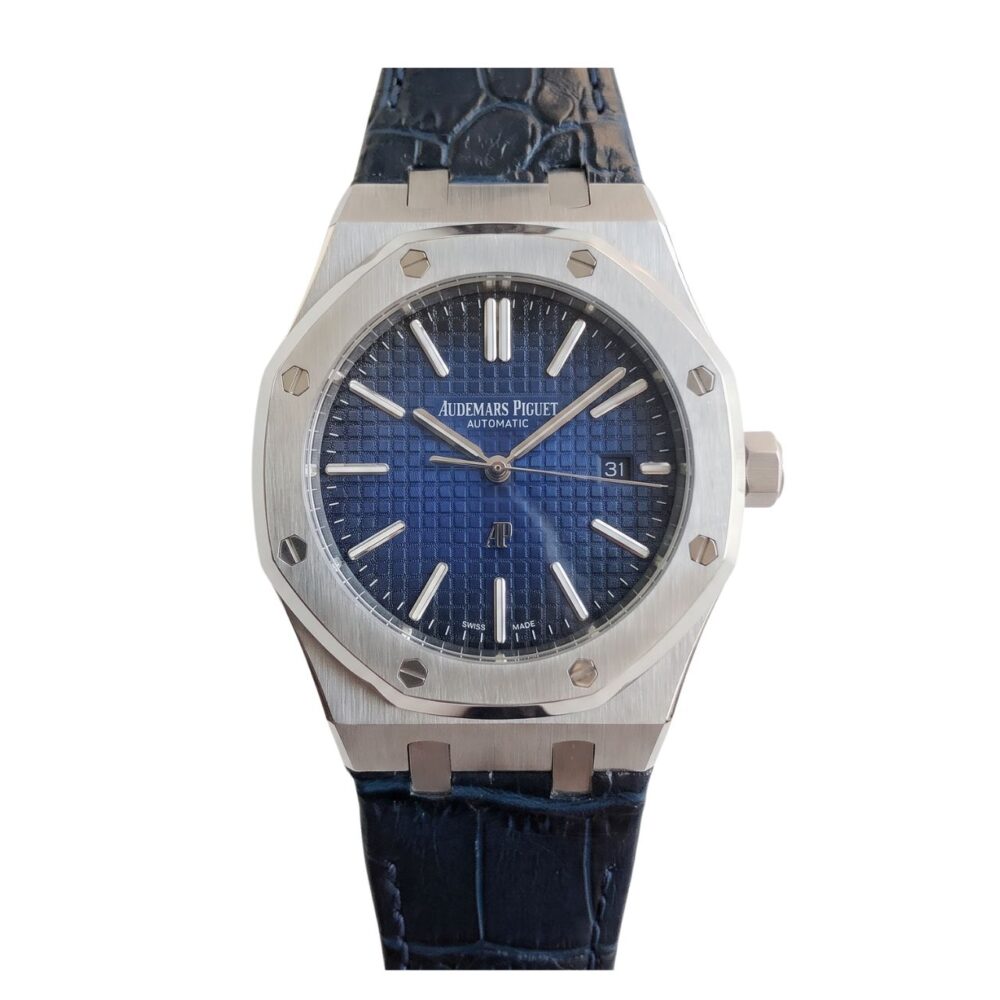 Audemars Piguet Royal Oak 15400 Blue Dial Leather Strap 41mm
