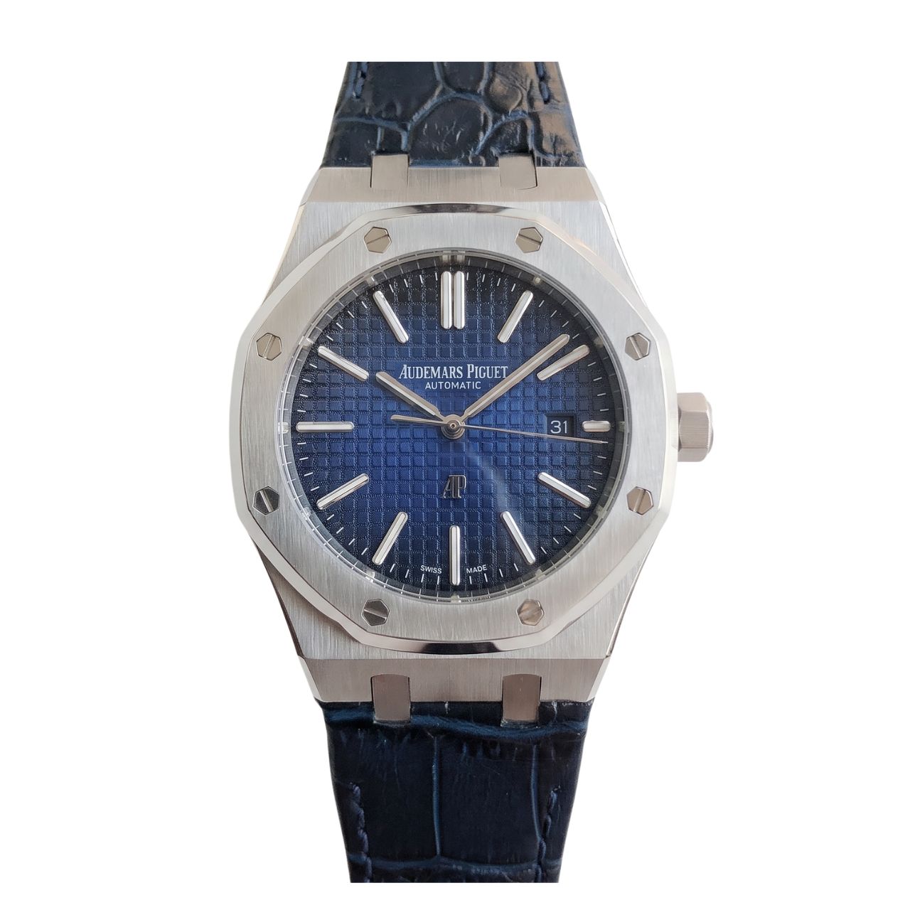 Audemars Piguet Royal Oak 15400 Blue Dial Leather Strap 41mm