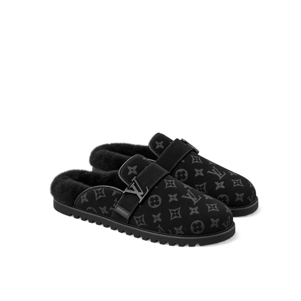 Louis Vuitton LV Cosy Mule Monogram Suede Black