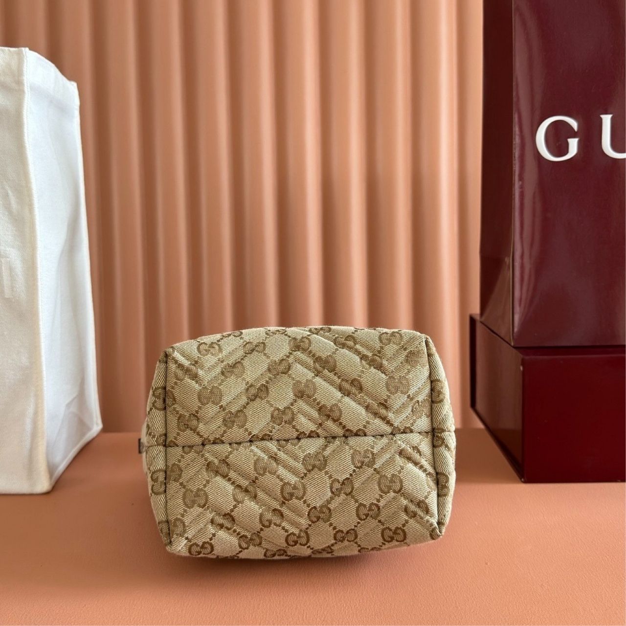 Gucci GG Marmont Small Tote Bag Sand And Dark Brown 30cm - Image 9