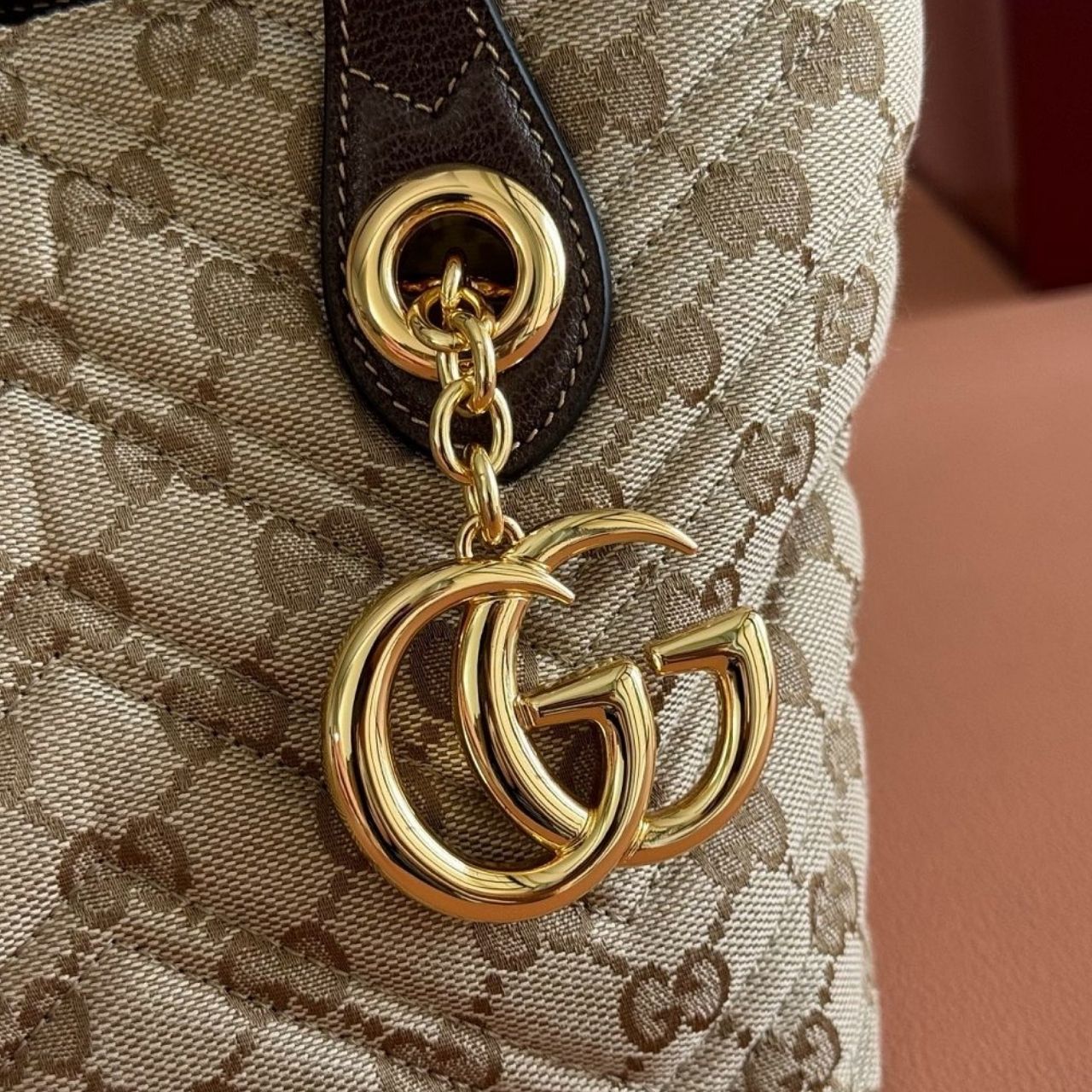 Gucci GG Marmont Small Tote Bag Sand And Dark Brown 30cm - Image 8