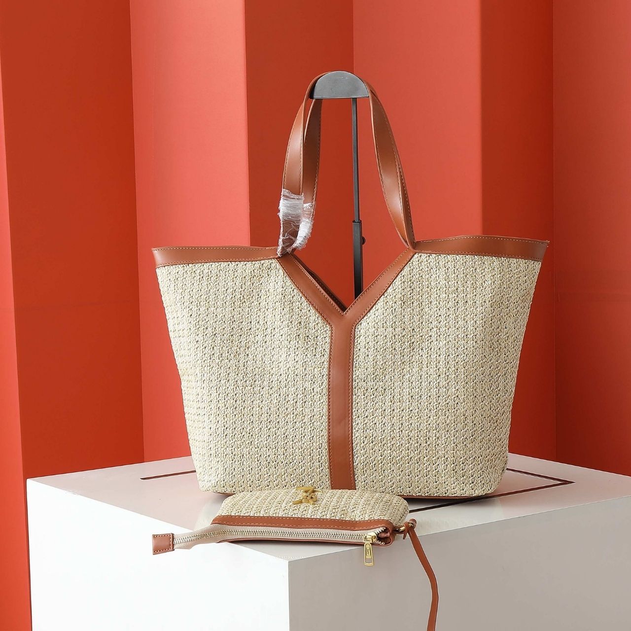 Saint Laurent Large Raffia Tote Bag Natural Brown 50Cm - Image 5