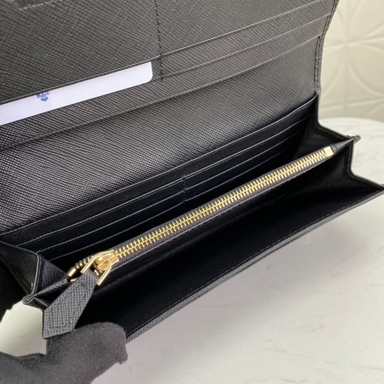 Prestige Edition - Prada Large Saffiano Leather Wallet Black 19cm 1MH132 ZLP F061H - Image 5